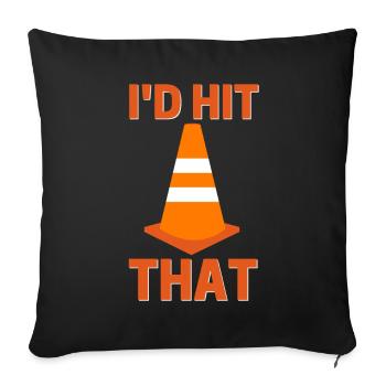 J’avais frappé ce drôle de pilote de cône orange autocross - Housse de coussin décorative 45 x 45 cm - noir - Devant