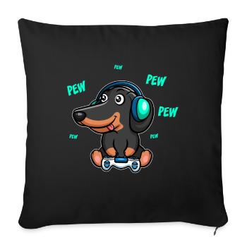 Dachshund Teckel gambles plays video game - Sofa pillowcase 17,3'' x 17,3'' (45 x 45 cm) - black - Front