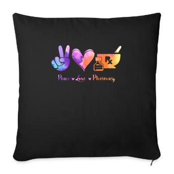 Peace, Love Pharmacy - Pharmazie Pharmakant - Sofakissenbezug 45 x 45 cm - Schwarz - Vorne