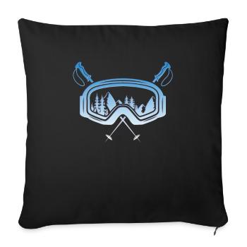 Ski goggles with ski poles Skier Skiers - Sofa pillowcase 17,3'' x 17,3'' (45 x 45 cm) - black - Front