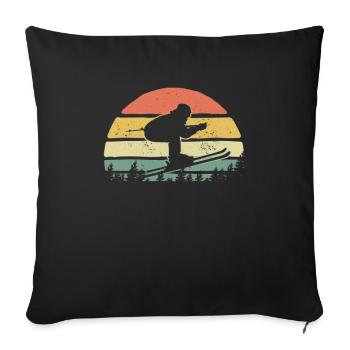 Retro Vintage Skifahrer Skifahren Ski - Sofakissenbezug 45 x 45 cm - Schwarz - Vorne