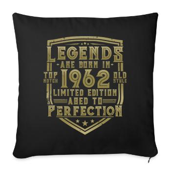 1962 Vintage Born Legends Vintage Anniversaire - Housse de coussin décorative 45 x 45 cm - noir - Devant