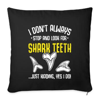 Shark Teeth Collecteur de fossiles Shark Tooth Fossils Dents - Housse de coussin décorative 45 x 45 cm - noir - Devant