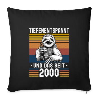 Faultier Geburtstag 2000 Geboren Jahrgang 2000 - Sofakissenbezug 45 x 45 cm - Schwarz - Vorne