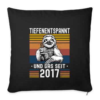 Faultier Geburtstag 2017 Geboren Jahrgang 2017 - Sofakissenbezug 45 x 45 cm - Schwarz - Vorne