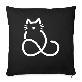 amour infini en forme de cœur chat - Housse de coussin décorative 45 x 45 cm - noir - Devant