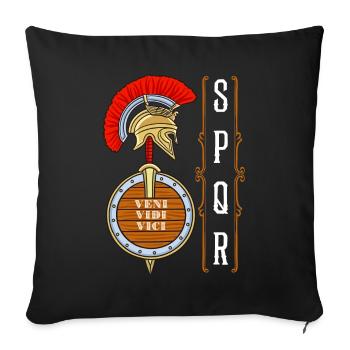 Phrase latine Empire romain Veni, Vidi, Vici - Housse de coussin décorative 45 x 45 cm - noir - Devant