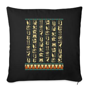 Hiéroglyphes Pyramides Egypte ancienne - Housse de coussin décorative 45 x 45 cm - noir - Devant