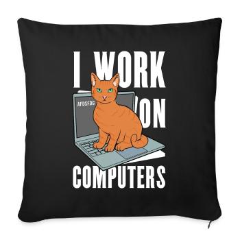 Working with Computers and Cats English - Sofa pillowcase 17,3'' x 17,3'' (45 x 45 cm) - black - Front