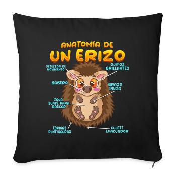 Anatomie d’un hérisson amusant - Housse de coussin décorative 45 x 45 cm - noir - Devant