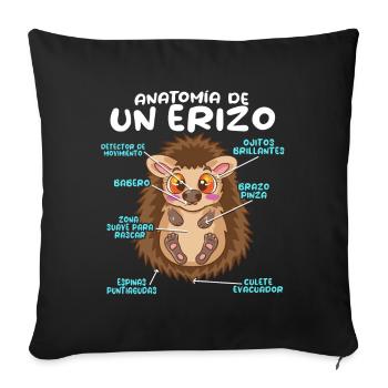 Anatomie d’un hérisson amusant - Housse de coussin décorative 45 x 45 cm - noir - Devant