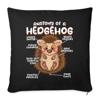 Anatomie d’un hérisson amusant - Housse de coussin décorative 45 x 45 cm - noir - Devant