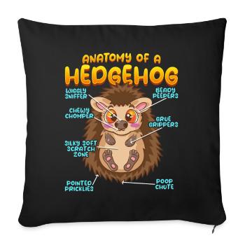 Anatomie d’un hérisson amusant - Housse de coussin décorative 45 x 45 cm - noir - Devant