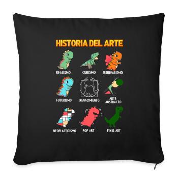 Histoire de l’art avec les dinosaures - Housse de coussin décorative 45 x 45 cm - noir - Devant