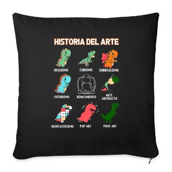 Histoire de l’art Dinosaures Espagnol - Housse de coussin décorative 45 x 45 cm - noir - Devant
