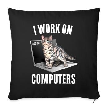 Working with Computers and Cats English - Sofa pillowcase 17,3'' x 17,3'' (45 x 45 cm) - black - Front