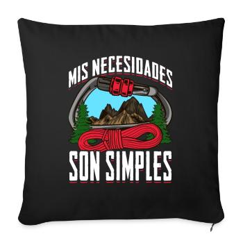 Mountaineer my needs are simple - Sofa pillowcase 17,3'' x 17,3'' (45 x 45 cm) - black - Front