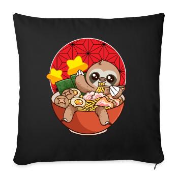 Lazy Kawaii Manger Ramen Japon - Housse de coussin décorative 45 x 45 cm - noir - Devant
