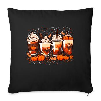 Fall, Halloween Coffee and Pumpkins - Sofa pillowcase 17,3'' x 17,3'' (45 x 45 cm) - black - Front