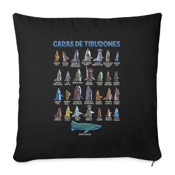 Types of sharks Identification Faces - Sofa pillowcase 17,3'' x 17,3'' (45 x 45 cm) - black - Front