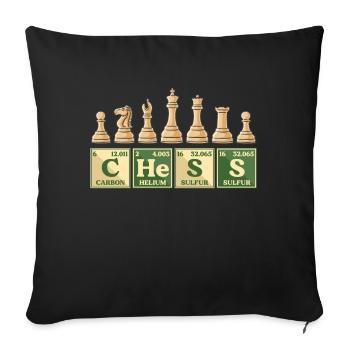 Symboles du tableau périodique des amateurs d’échecs - Housse de coussin décorative 45 x 45 cm - noir - Devant