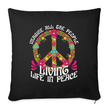 Symbol of World Peace Flowers Imagine - Sofa pillowcase 17,3'' x 17,3'' (45 x 45 cm) - black - Front