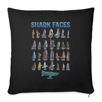 Types of sharks Identification Faces - Sofa pillowcase 17,3'' x 17,3'' (45 x 45 cm) - black - Front