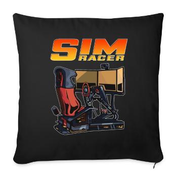 Sim Racer Driving Simulator Driver Gamer - Sofa pillowcase 17,3'' x 17,3'' (45 x 45 cm) - black - Front