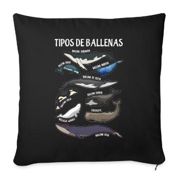 Types of whales Ilustaciones Spanish - Sofa pillowcase 17,3'' x 17,3'' (45 x 45 cm) - black - Front