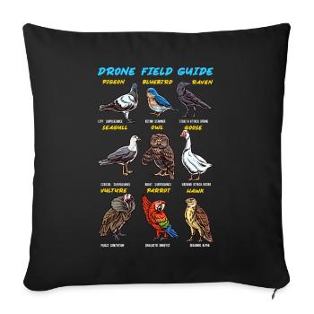 Bird Guide Drones Ducks Parrots Owls - Sofa pillowcase 17,3'' x 17,3'' (45 x 45 cm) - black - Front