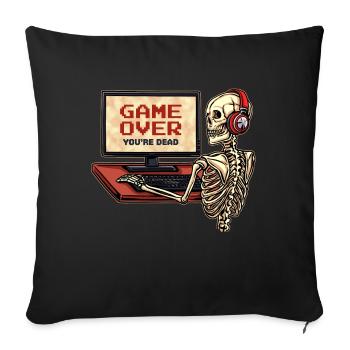 Jeu de joueur squelette sur arcade de jeu - Housse de coussin décorative 45 x 45 cm - noir - Devant