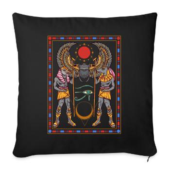 Ägyptische Götter Ra Horus Hieroglyphe - Sofakissenbezug 45 x 45 cm - Schwarz - Vorne