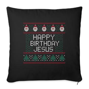 Happy Birthday Jesus Ugly Christmas - Housse de coussin décorative 45 x 45 cm - noir - Devant