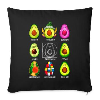 Art History Kawaii Avocados - Sofa pillowcase 17,3'' x 17,3'' (45 x 45 cm) - black - Front