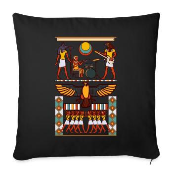 Egypte Hiéroglyphes Pyramide Musique Rock Guitare - Housse de coussin décorative 45 x 45 cm - noir - Devant