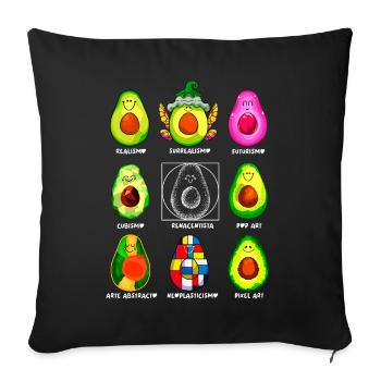 Art History Kawaii Avocados - Sofa pillowcase 17,3'' x 17,3'' (45 x 45 cm) - black - Front