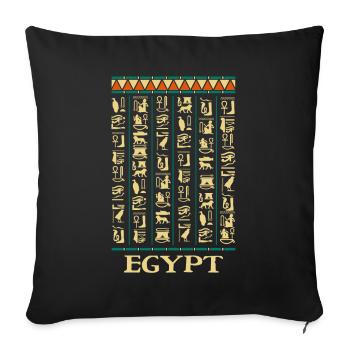 Hiéroglyphes Pyramides Egypte ancienne - Housse de coussin décorative 45 x 45 cm - noir - Devant