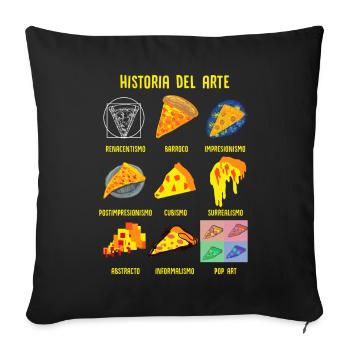 Histoire de l’art classique Fun Pizza - Housse de coussin décorative 45 x 45 cm - noir - Devant