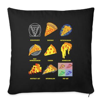 Histoire de l’art classique Fun Pizza - Housse de coussin décorative 45 x 45 cm - noir - Devant