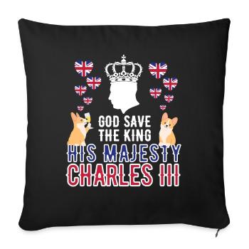 British King Coronation Charles England Flag - Sofa pillowcase 17,3'' x 17,3'' (45 x 45 cm) - black - Front