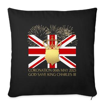 British King Coronation Charles England Flag - Sofa pillowcase 17,3'' x 17,3'' (45 x 45 cm) - black - Front