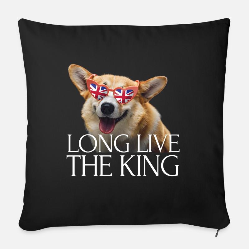 Couronnement du roi britannique Charles Angleterre Drapeau - Housse de coussin décorative 45 x 45 cm - noir