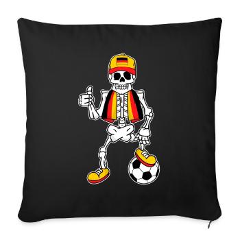 Skeleton Allemagne Fan de football allemand - Housse de coussin décorative 45 x 45 cm - noir - Devant