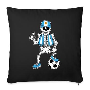 Argentinisches Fußballfan Skelett - Sofakissenbezug 45 x 45 cm - Schwarz - Vorne