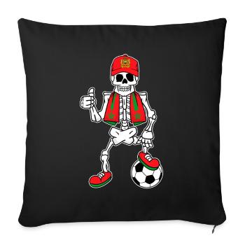 Skeleton Fußballfan Marokko - Sofakissenbezug 45 x 45 cm - Schwarz - Vorne
