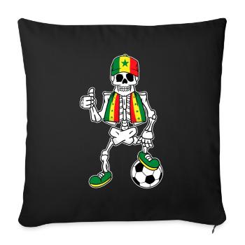 Senegalesisches Fußballfan Skelett - Sofakissenbezug 45 x 45 cm - Schwarz - Vorne