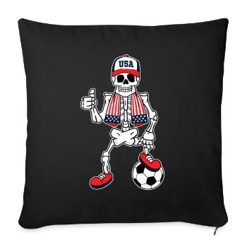 Skeleton United States Soccer Fan - Housse de coussin décorative 45 x 45 cm - noir - Devant