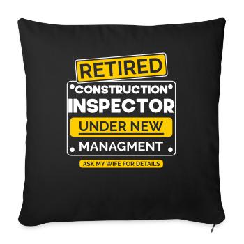 Départ à la retraite de l’inspecteur en bâtiment - Housse de coussin décorative 45 x 45 cm - noir - Devant