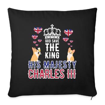 British King Coronation Charles England Flag - Sofa pillowcase 17,3'' x 17,3'' (45 x 45 cm) - black - Front