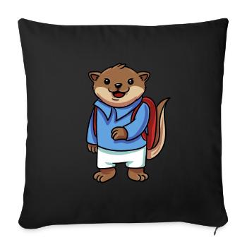 Otter goes to school - Sofa pillowcase 17,3'' x 17,3'' (45 x 45 cm) - black - Front
